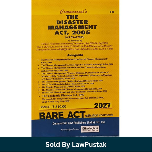 Commercials The Disaster Management Act 2005 Bare Act with Short Comments 2027 Edition Commercial Law Publishers   