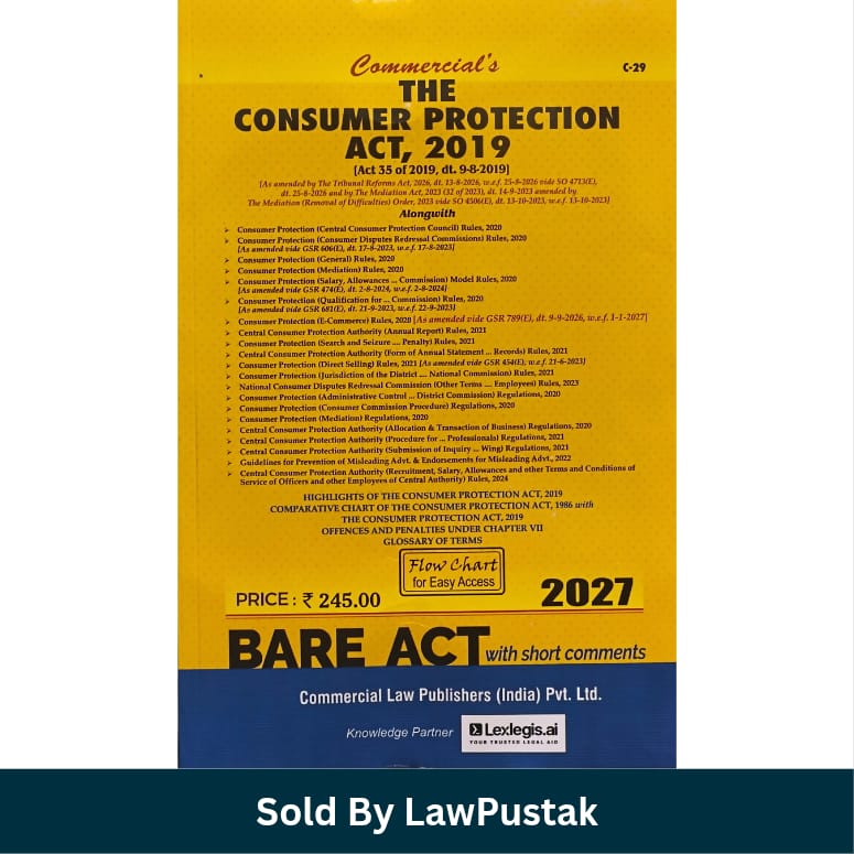 Commercials The Consumer Protection Act 2019 Bare Act with Short Comments 2027 Edition Commercial Law Publishers