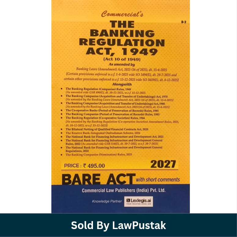 Commercials The Banking Regulation Act 1949 Bare Act with Short Comments 2027 Edition Commercial Law Publishers   