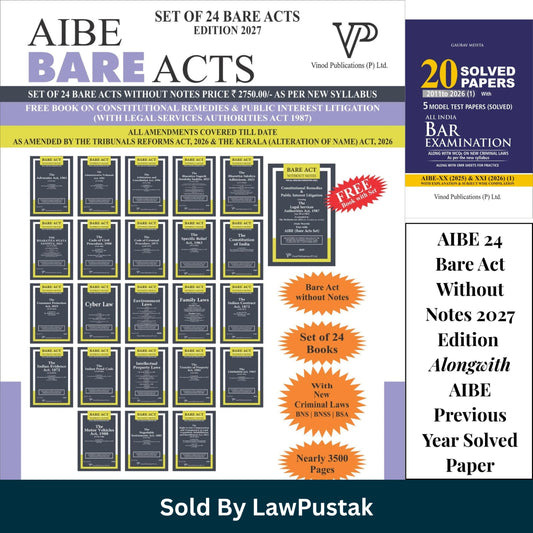 AIBE Set of 24 Bare Acts Without Notes 2027 Edition Vinod Publications Solved Papers Box Set