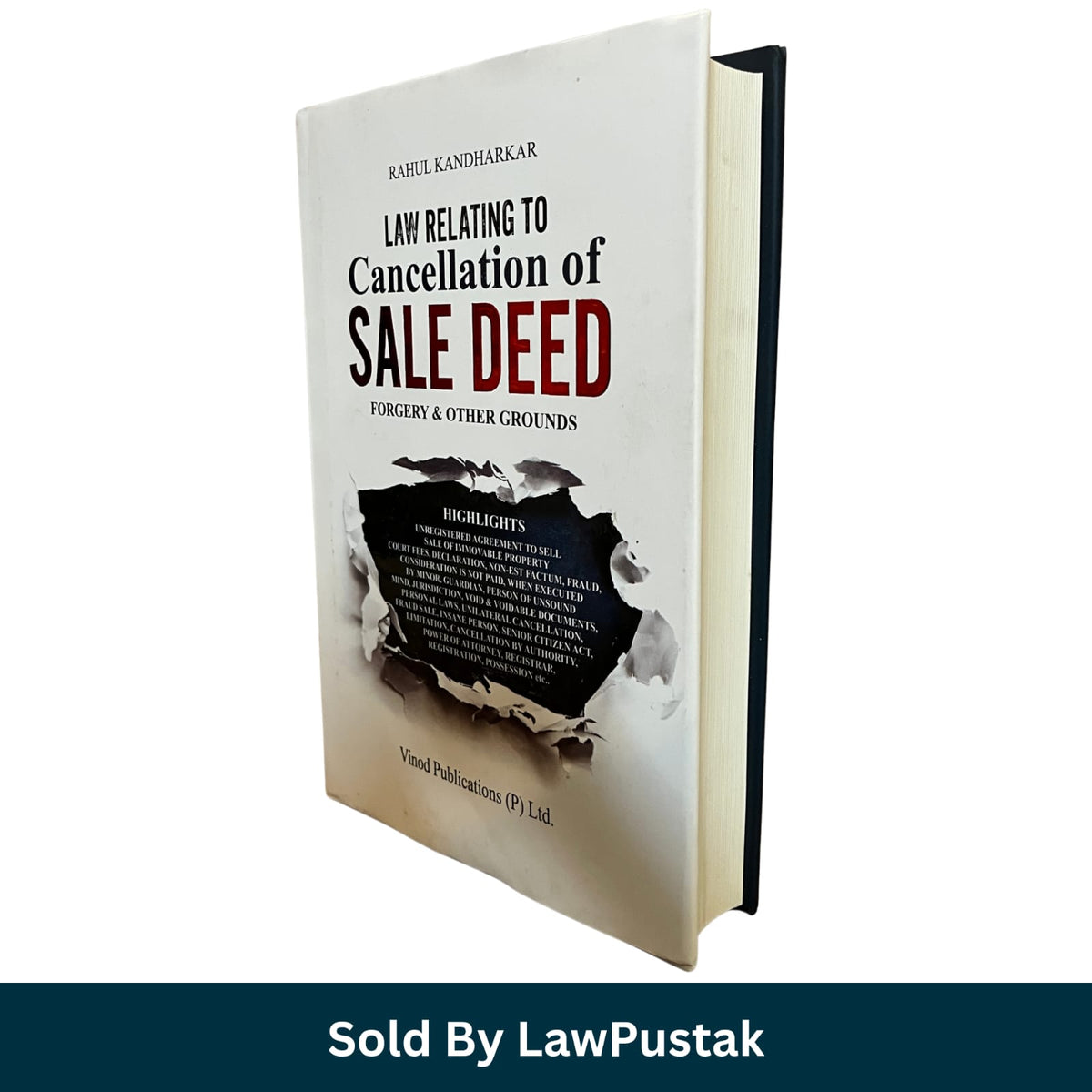 Law Relating to Cancellation of Sale Deed Rahul Kandharkar Vinod Publications Hardcover Side View