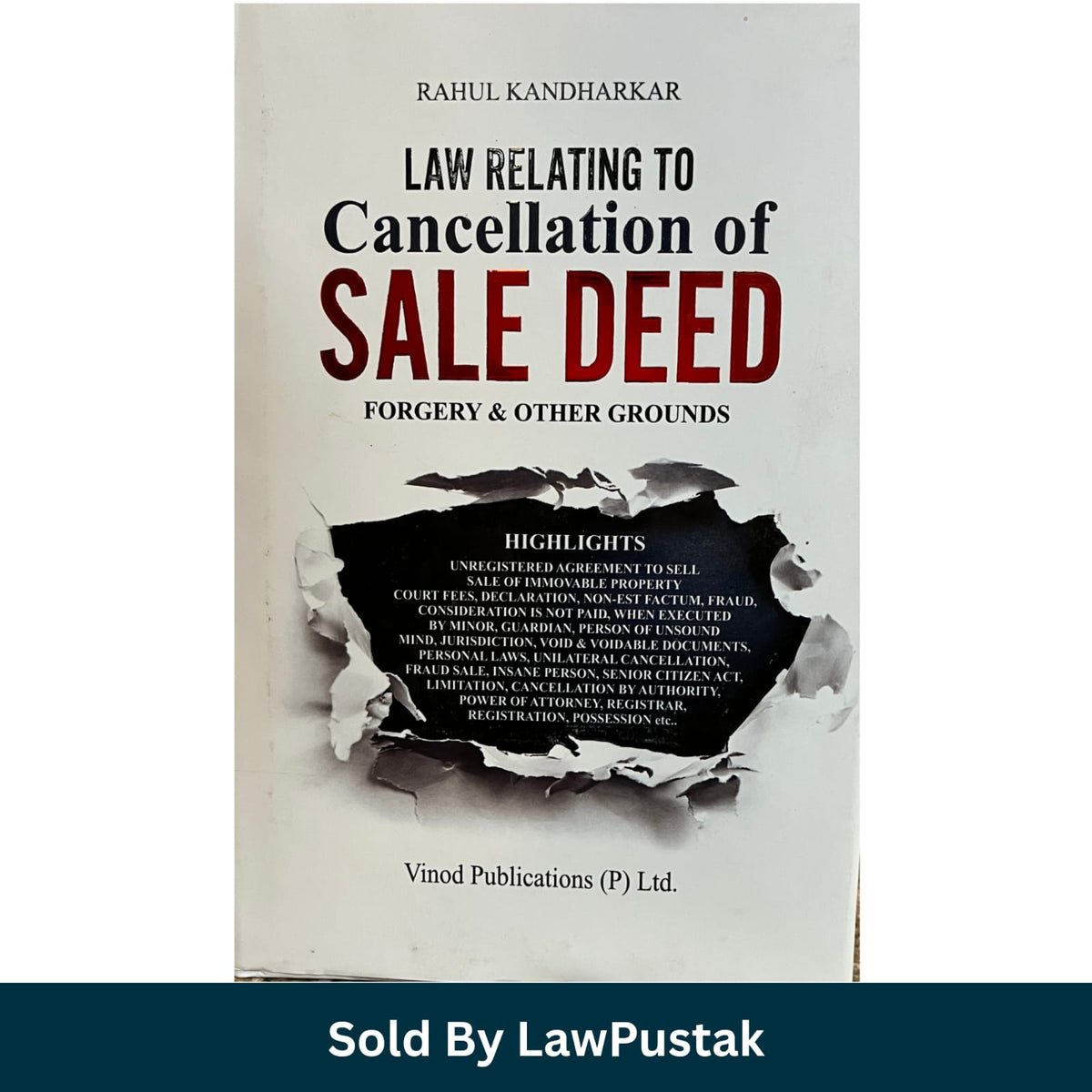 Law Relating to Cancellation of Sale Deed Rahul Kandharkar Vinod Publications 2026 Front Cover