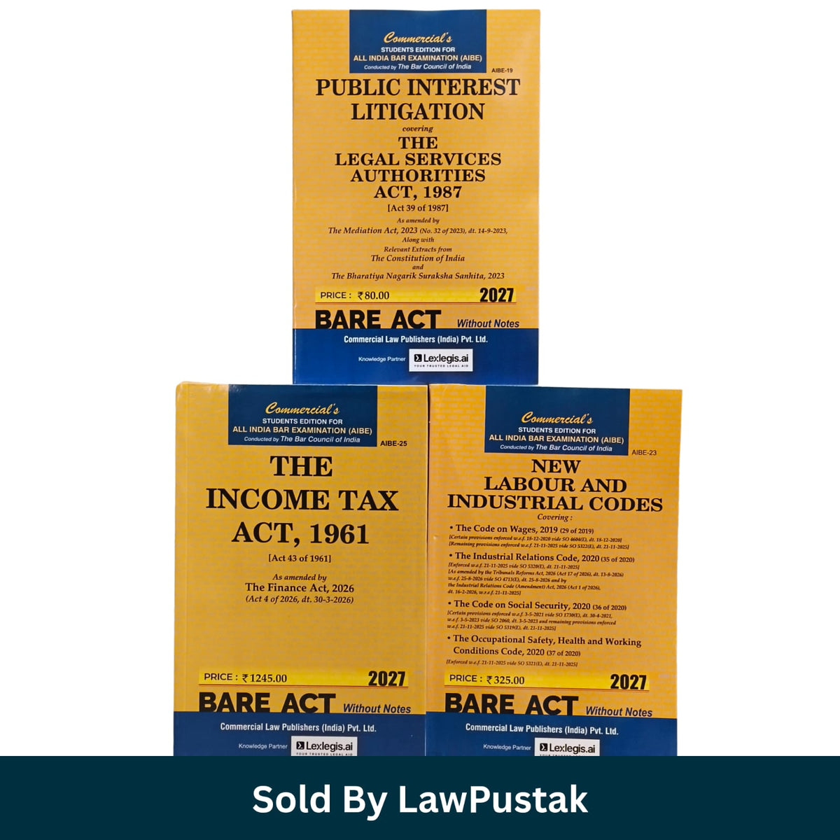 Commercials AIBE Bare Acts Set 2027 Edition Income Tax Labour Codes PIL Cover View