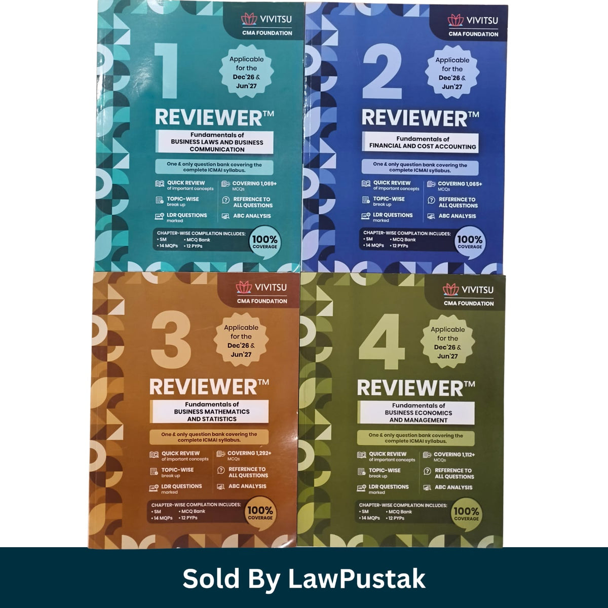 Vivitsu CMA Foundation Reviewer 4 Books Stack Side Perspective View Dec 2026 and Jun 2027