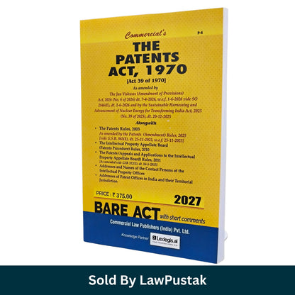 Commercials The Patents Act 1970 Bare Act 2027 Edition