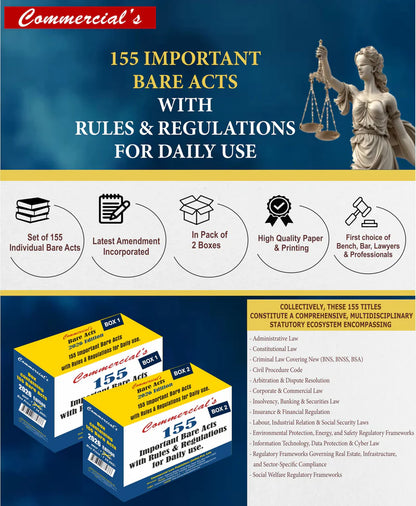 Commercial Bare Acts 2026 India 155 Important Acts 2 Box Set by Commercial Law Publishers