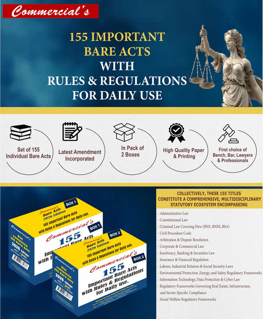 Commercial Bare Acts 2026 India 155 Important Acts 2 Box Set by Commercial Law Publishers