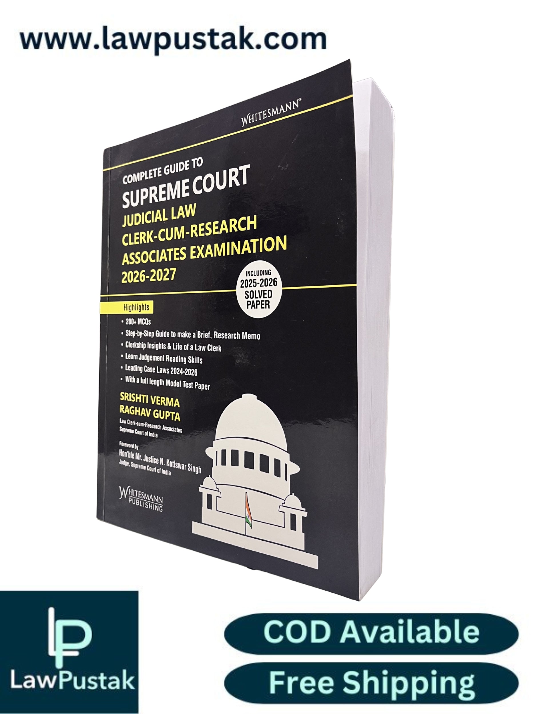Complete Guide to Supreme Court Judicial Law Clerk-cum-Research Associates Examination 2026-2027 by Srishti Verma & Raghav Gupta | Whitesmann Publishing