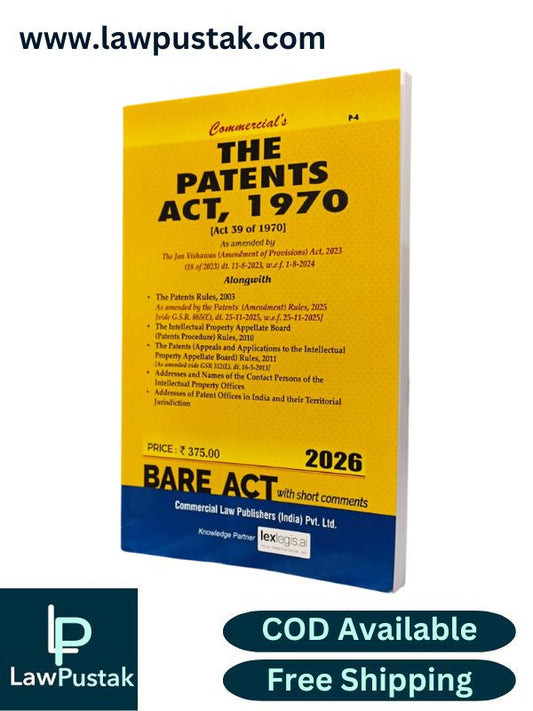 The Patents Act, 1970 [Actt 39 of 1970] BareAct 2026 - Commercial Law Publishers (India) Pvt. Ltd.