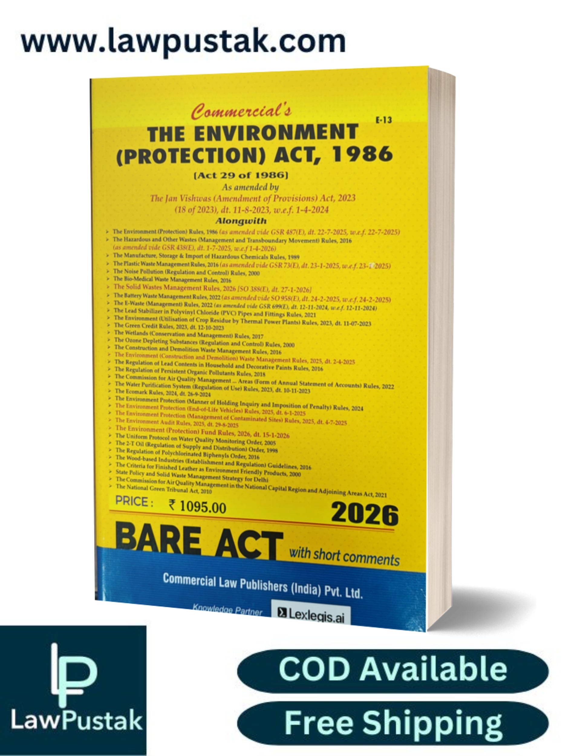 The Environment (Protection) Act, 1986| Bare Act with short Comments | Edition 2026 | Commercial Law Publishers (India) Pvt. Ltd.
