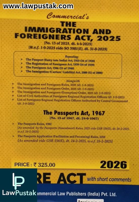 The Immigration and Foreigners Act, 2025 (The Passports Act, 1967) - Bare Act | Commercial Law Publishers (India) Pvt. Ltd.