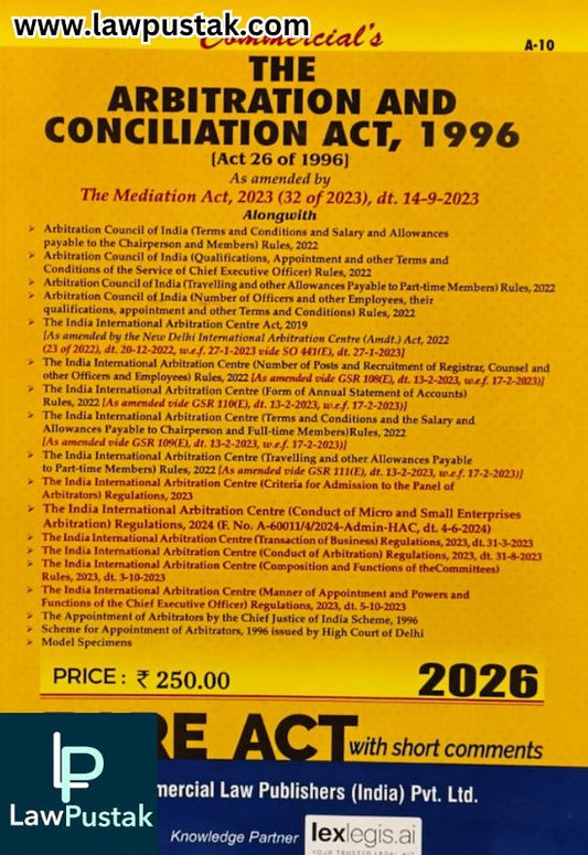 The Arbitration and Conciliation Act, 1996 - Bare Act - Edition 2026 | Commercial Law Publishers (India) Pvt. Ltd.