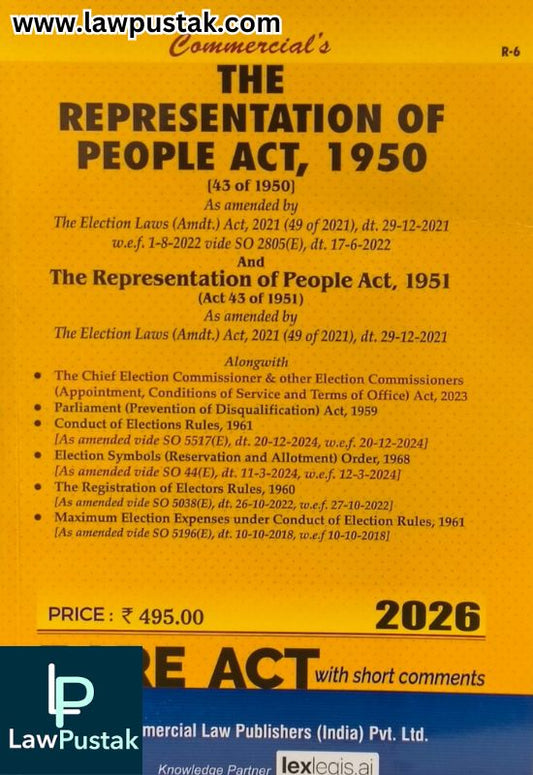 The Representation of People Act, 1950 - Bare Act - Edition 2026 | Commercial Law Publishers (India) Pvt. Ltd.