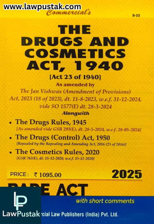 The Drugs And Cosmetics Act, 1940 (Act 23 of 1940) | Edition 2025 | Commercial Law Publishers (India) Pvt. Ltd.