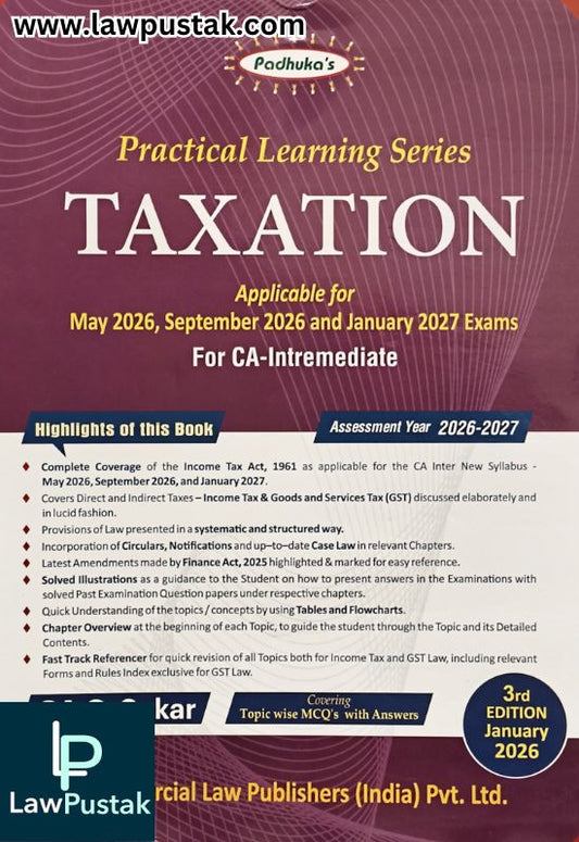 Taxation | Practical Learning Series Taxation Including MCQ's By CA G. Sekar Applicable for May, September 2026 and January 2027 Examination | Commercial Law Publishers