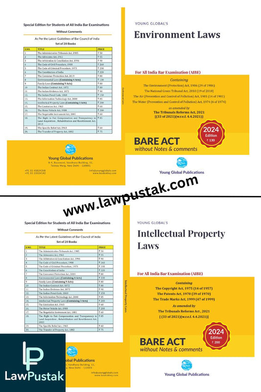 AIBE (All India Bar Examination) 23 Bareacts set without short note Edition 2024 - Young Global Publication