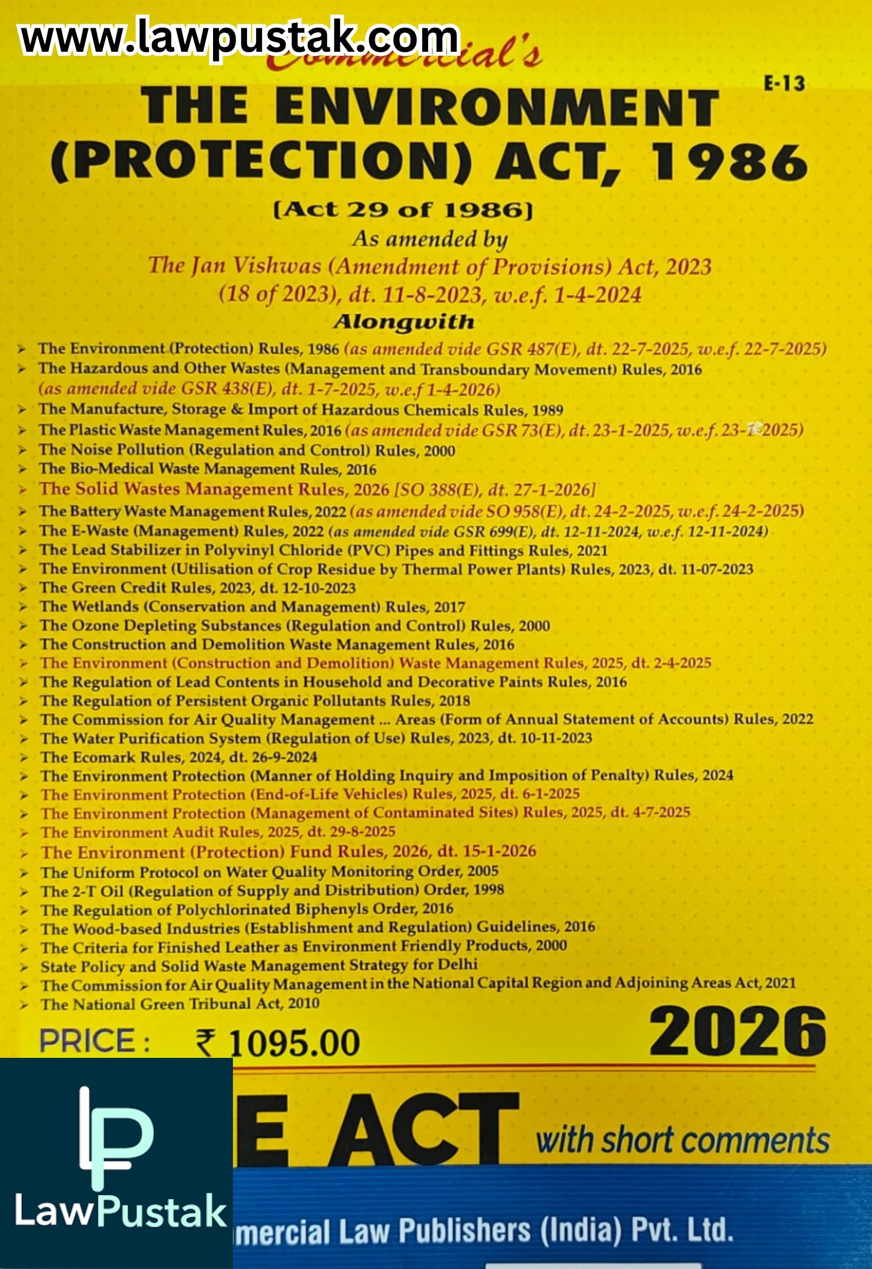 The Environment (Protection) Act, 1986| Bare Act with short Comments | Edition 2026 | Commercial Law Publishers (India) Pvt. Ltd.