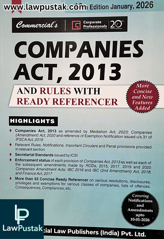 Companies Act, 2013 and Rules with Ready Referencer - 19th Edition January, 2026 | Commercial Law Publishers (India) Pvt. Ltd.