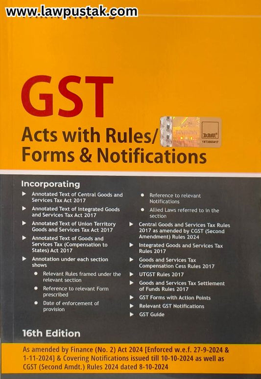 GST Acts with Rules/Forms & Notifications - 16th Edition October 2024 - Taxmann