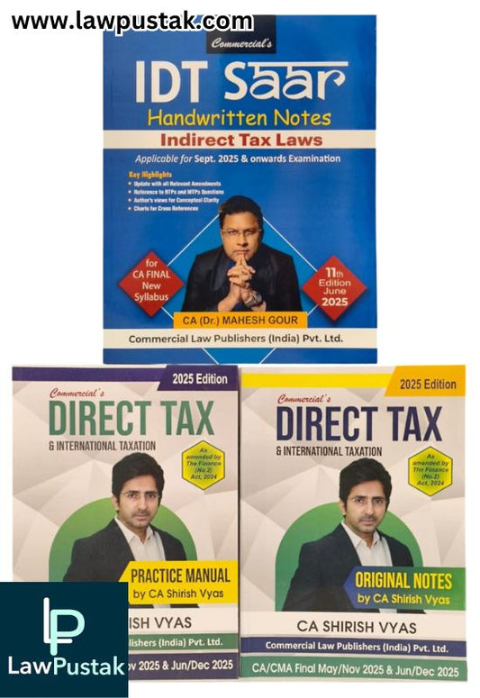 Combo for CA Final IDT SAAR Handwritten Notes (indirect Tax Laws) and Original Notes & Practical Manual Direct Tax & International Taxation - Commercial Law Publishers